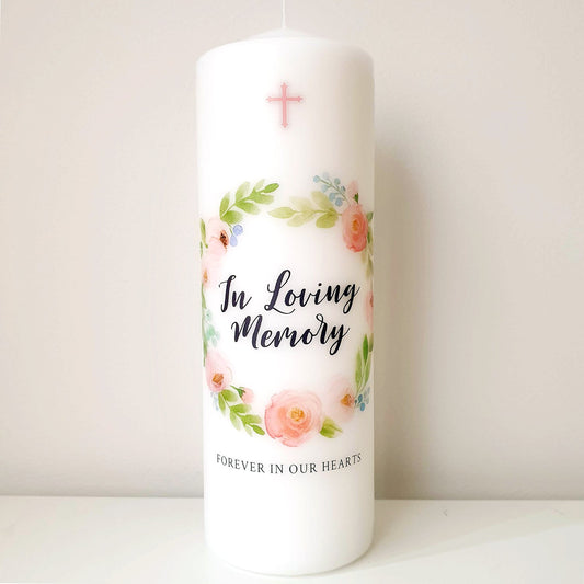 Floral Wreath Memorial Candle