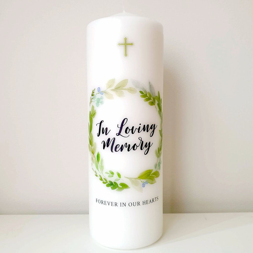 Leafy Wreath Memorial Candle
