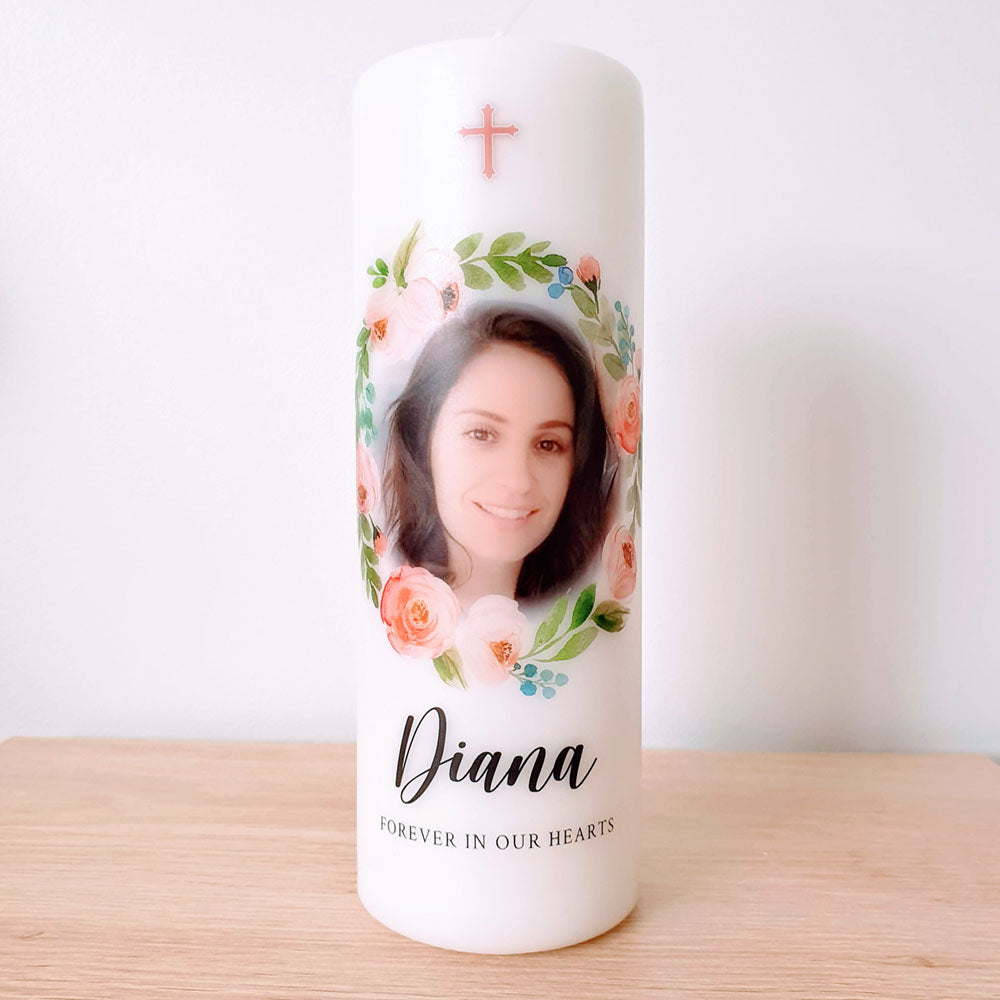 Floral Wreath Memorial Candle