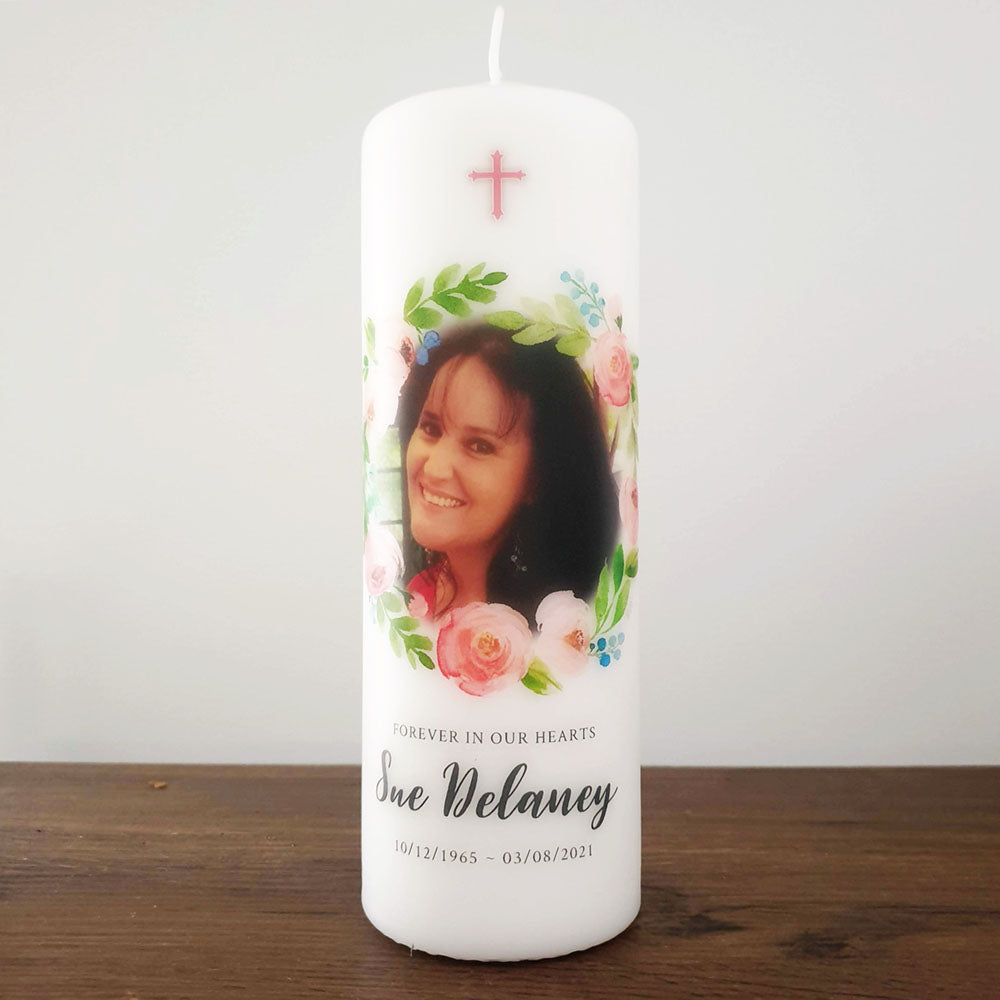 Floral Wreath Memorial Candle