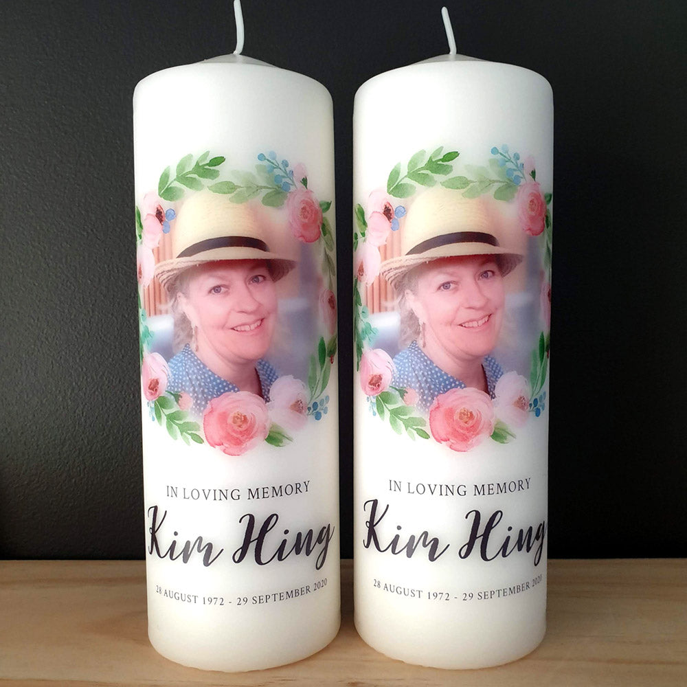 Floral Wreath Memorial Candle